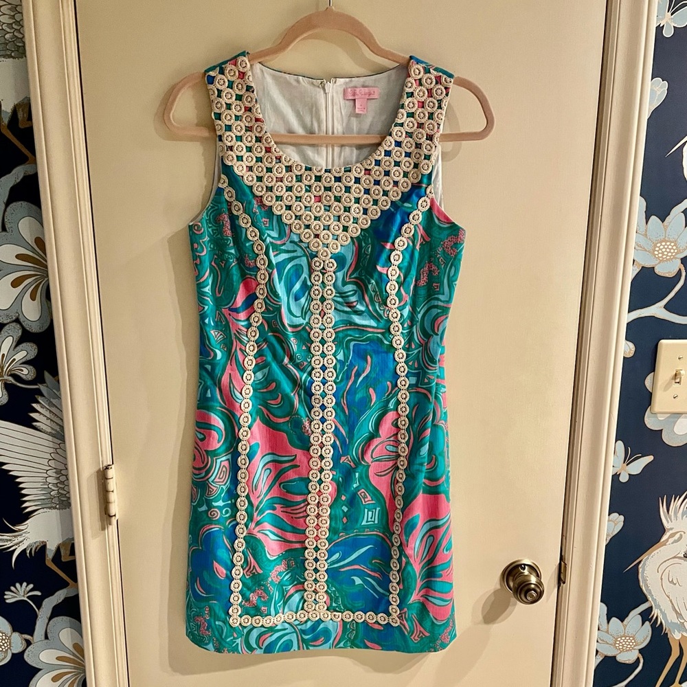 Lily Pulitzer MacFarlane Print Lace Trim Dress